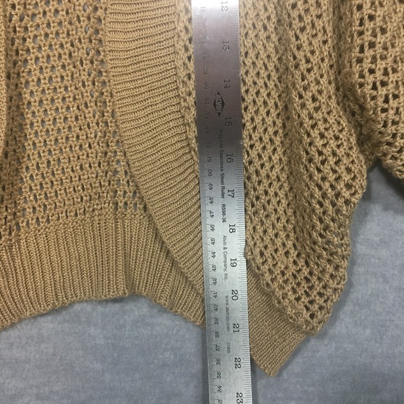 Faded Glory Large Tan Dolman 3/4 Sleeve Open Cardigan Tapered Hem Open Knit - Picture 5 of 12